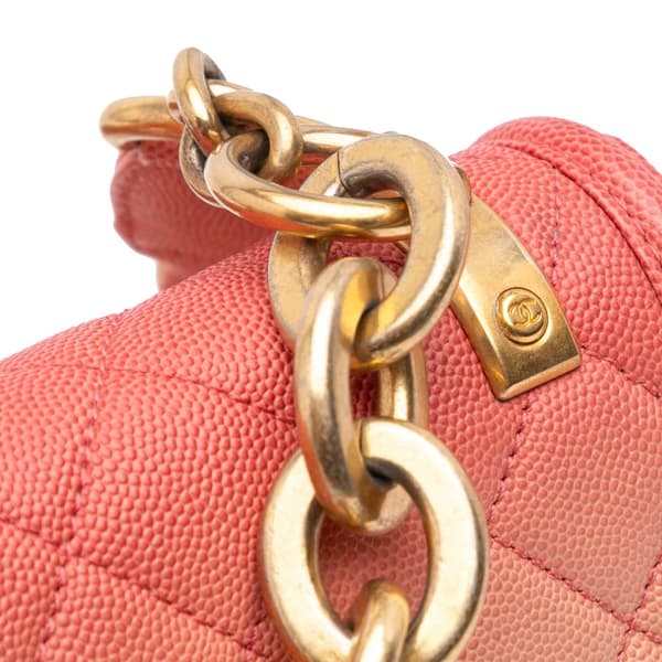 Pre-owned Chanel Small Quilted Caviar Sunset On The Sea Flap Pink