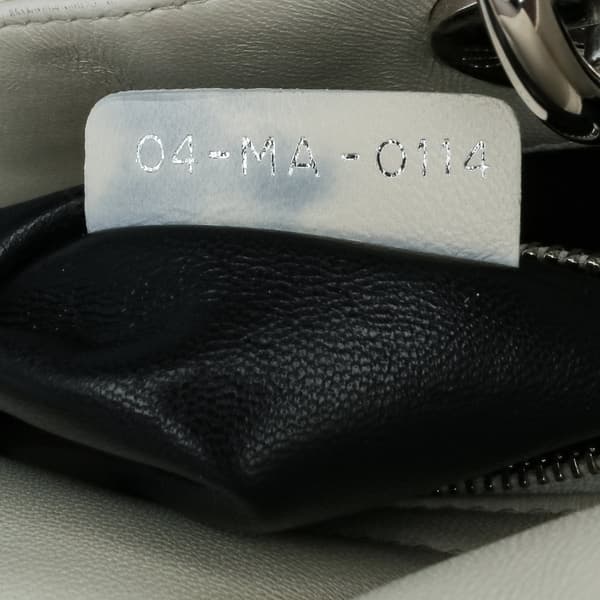Pre-owned Dior Mini Calfskin Cannage Sequin Lady Dior White