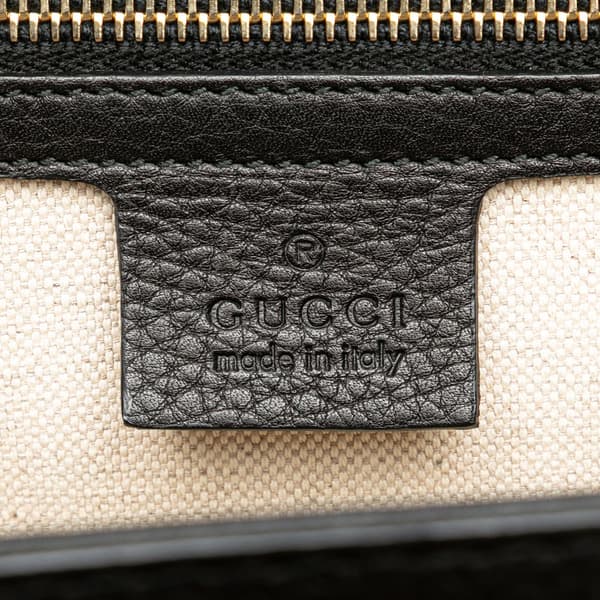 Pre-owned Gucci Medium Calfskin Bamboo Top Handle Bag Black