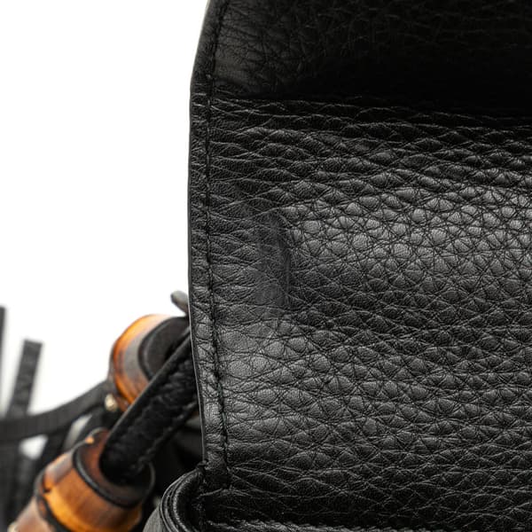 Pre-owned Gucci Medium Calfskin Bamboo Top Handle Bag Black