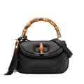 Miniatyrbillede 1 af 10: Pre-owned Gucci Medium Calfskin Bamboo Top Handle Bag Black