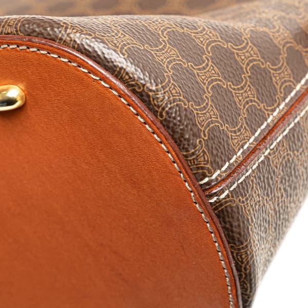 Pre-owned Celine Macadam Coated Canvas Dome Satchel Brown
