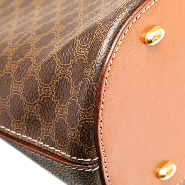 Pre-owned Celine Macadam Coated Canvas Dome Satchel Brown