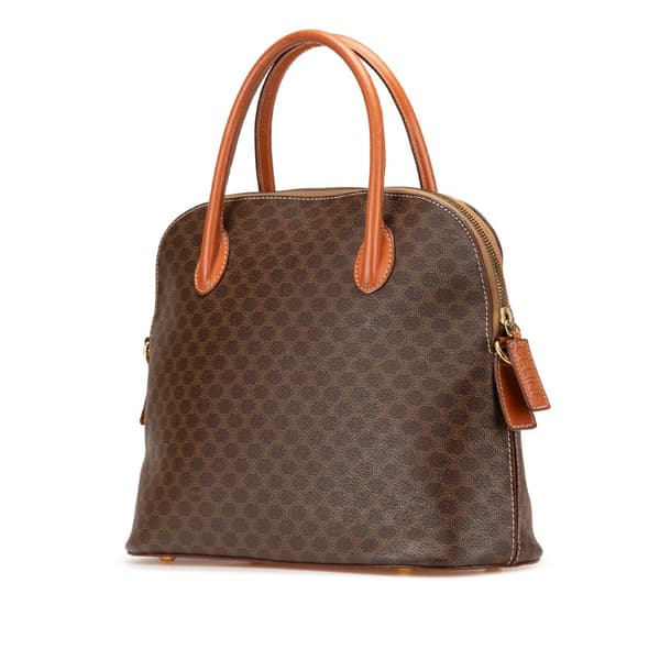 Pre-owned Celine Macadam Coated Canvas Dome Satchel Brown