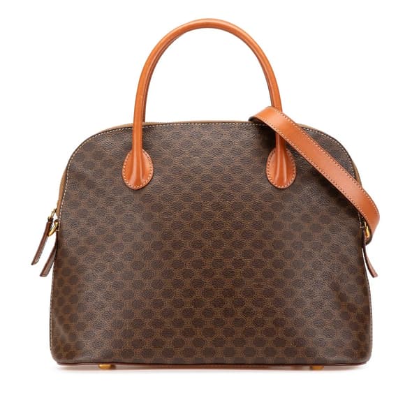 Pre-owned Celine Macadam Coated Canvas Dome Satchel Brown
