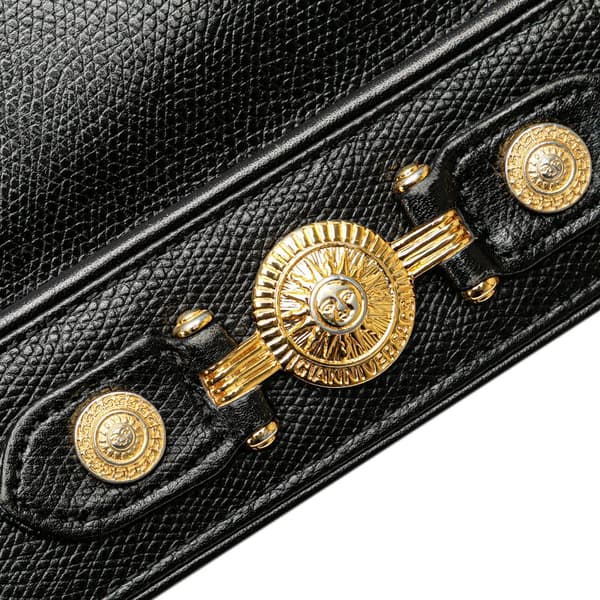 Pre-owned Versace Leather Sunburst Handbag Black