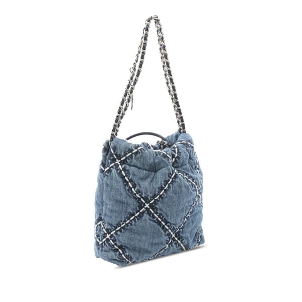 Pre-owned Chanel Mini Denim Stitched 22 Handbag Blue