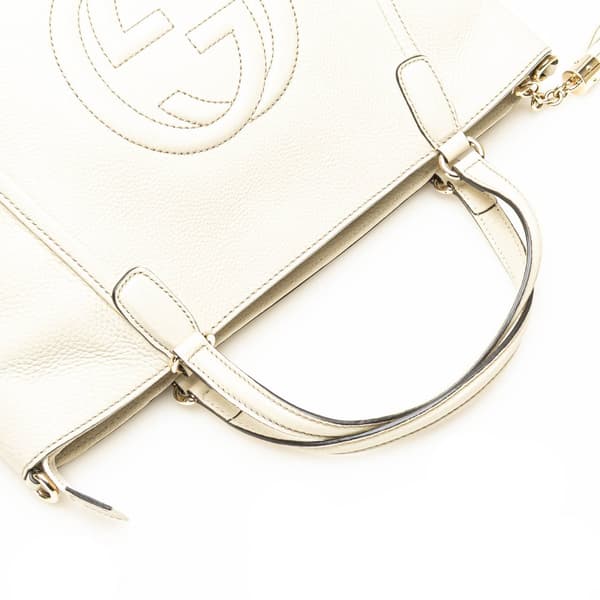 Pre-owned Gucci Small Leather Soho Top Handle Bag White