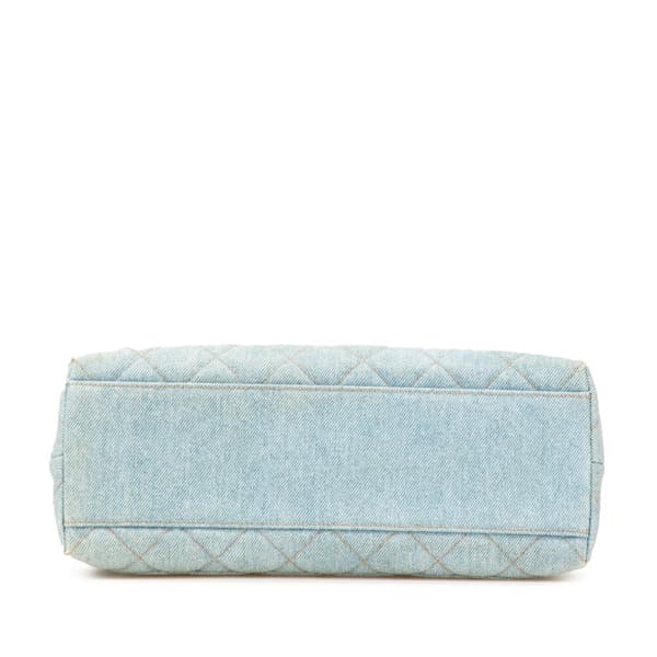 Pre-owned Chanel Denim Kelly Top Handle Bag Blue