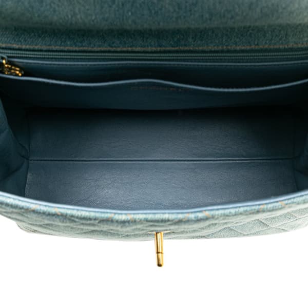 Pre-owned Chanel Denim Kelly Top Handle Bag Blue