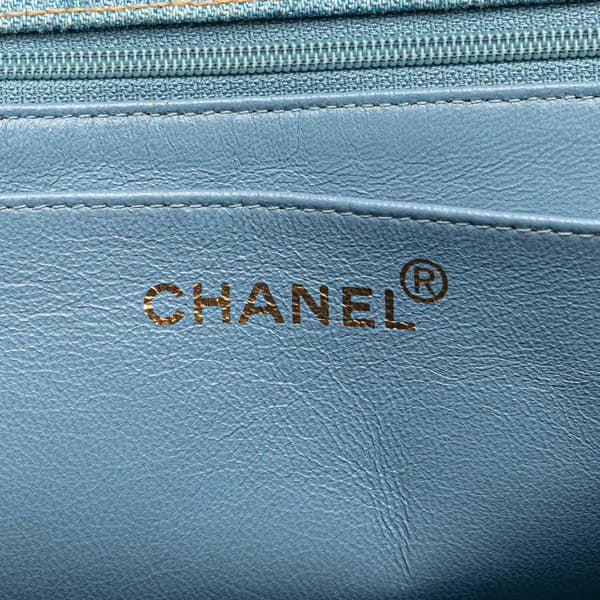 Pre-owned Chanel Denim Kelly Top Handle Bag Blue