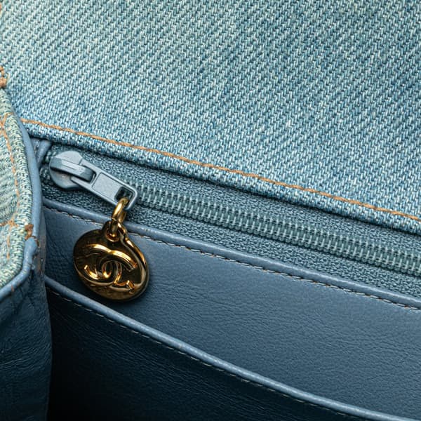 Pre-owned Chanel Denim Kelly Top Handle Bag Blue