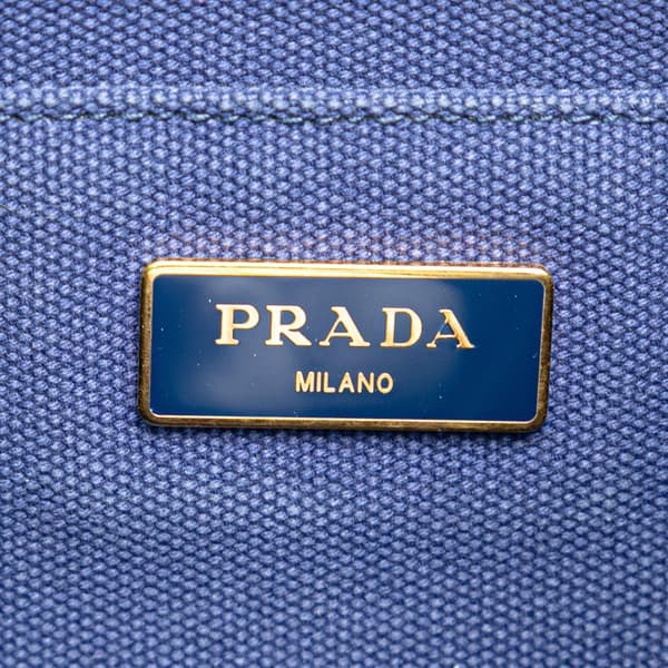 Pre-owned Prada Small Canvas Canapa Logo Satchel Blue