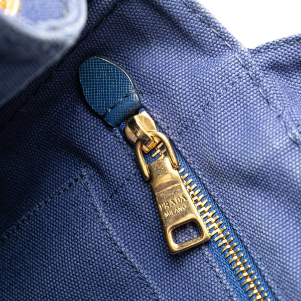 Pre-owned Prada Small Canvas Canapa Logo Satchel Blue