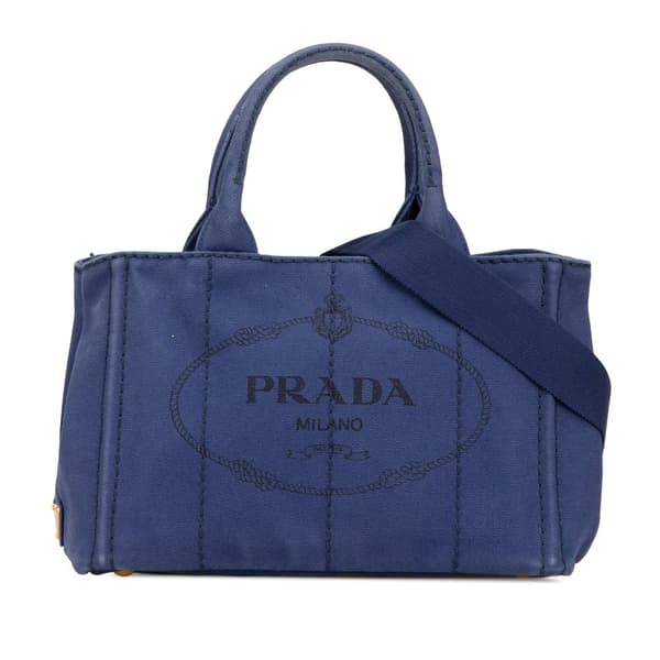 Pre-owned Prada Small Canvas Canapa Logo Satchel Blue