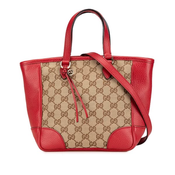 Pre-owned Gucci Small GG Canvas Bree Satchel Brown