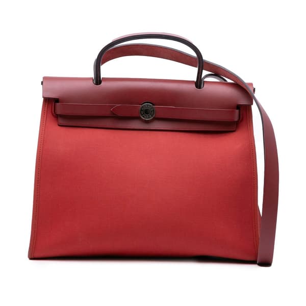 Pre-owned Hermès Toile Herbag Zip 31 Red