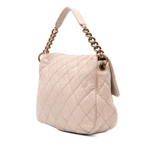 Pre-owned Chanel Medium Quilted Caviar Coco Pleats Messenger Flap Brown