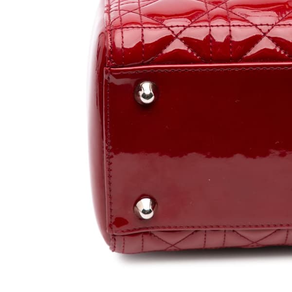 Pre-owned Dior Large Patent Cannage Lady Dior Red