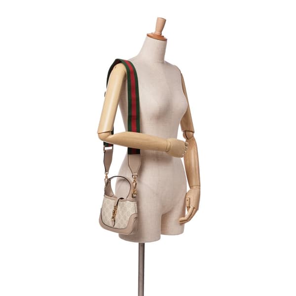 Pre-owned Gucci Mini GG Supreme Jackie 1961 Satchel Brown