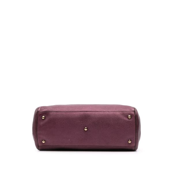 Pre-owned Gucci Medium Calfskin Bamboo Shopper Satchel Purple