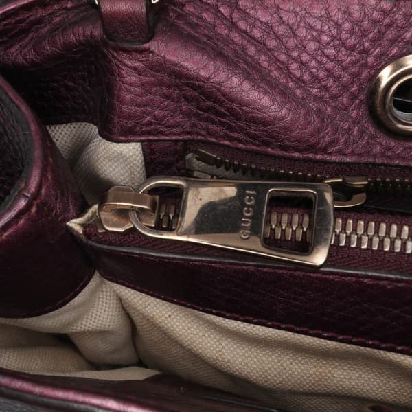 Pre-owned Gucci Medium Calfskin Bamboo Shopper Satchel Purple