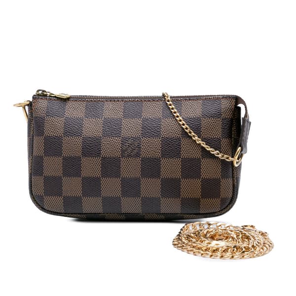 Pre-owned Louis Vuitton Damier Ebene Mini Pochette Accessoires Brown