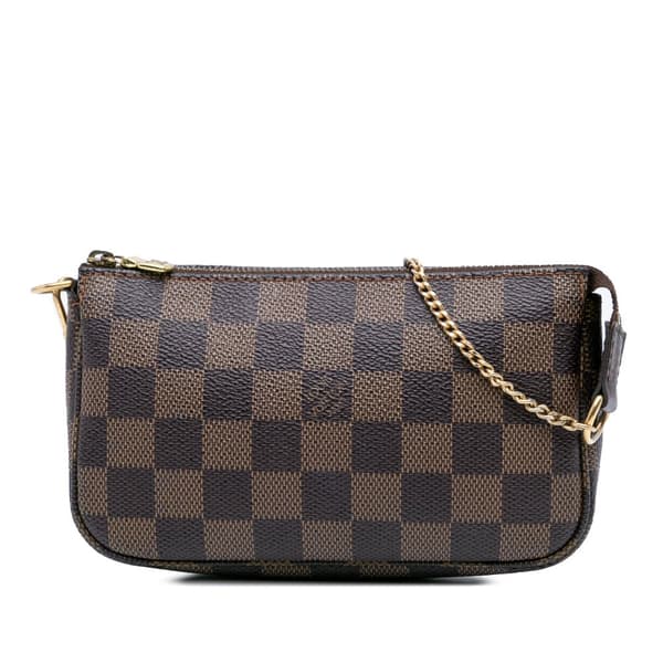 Pre-owned Louis Vuitton Damier Ebene Mini Pochette Accessoires Brown