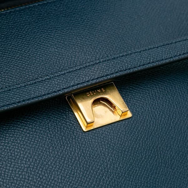 Pre-owned Celine Mini Grained Calfskin Belt Satchel Blue