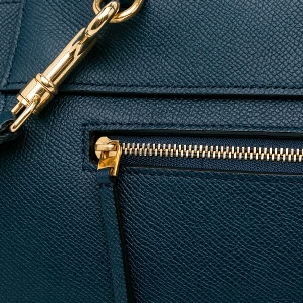 Pre-owned Celine Mini Grained Calfskin Belt Satchel Blue