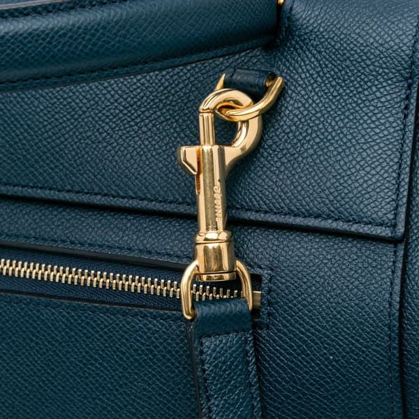 Pre-owned Celine Mini Grained Calfskin Belt Satchel Blue