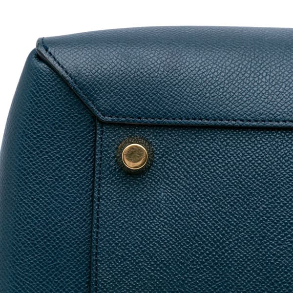 Pre-owned Celine Mini Grained Calfskin Belt Satchel Blue