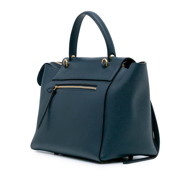 Pre-owned Celine Mini Grained Calfskin Belt Satchel Blue