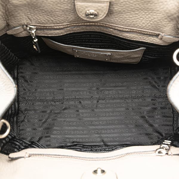 Pre-owned Prada Vitello Daino Open Convertible Tote Gray