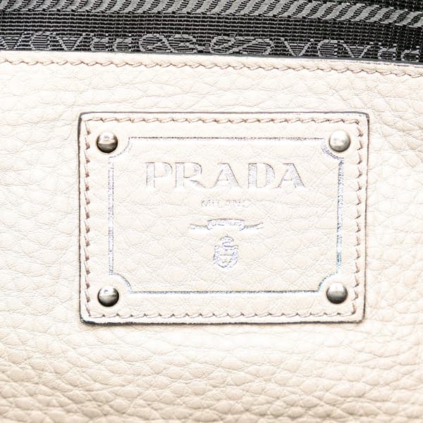 Pre-owned Prada Vitello Daino Open Convertible Tote Gray