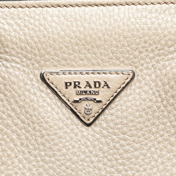 Pre-owned Prada Vitello Daino Open Convertible Tote Gray