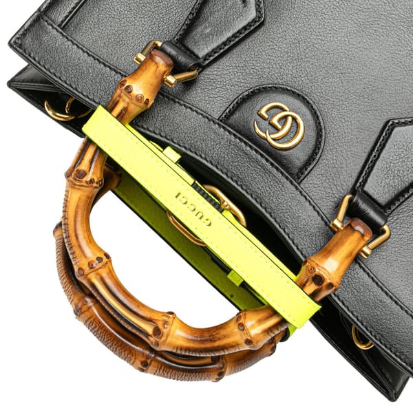 Pre-owned Gucci Small Leather Bamboo Diana Satchel Black