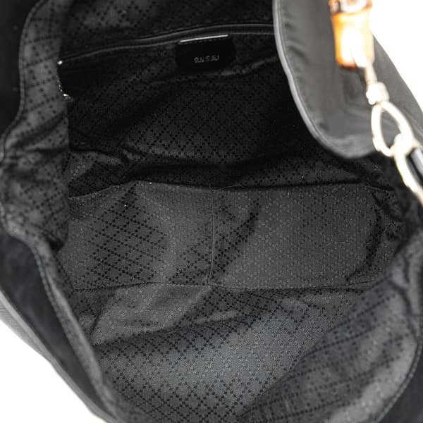 Pre-owned Gucci Nylon Bamboo Satchel Black