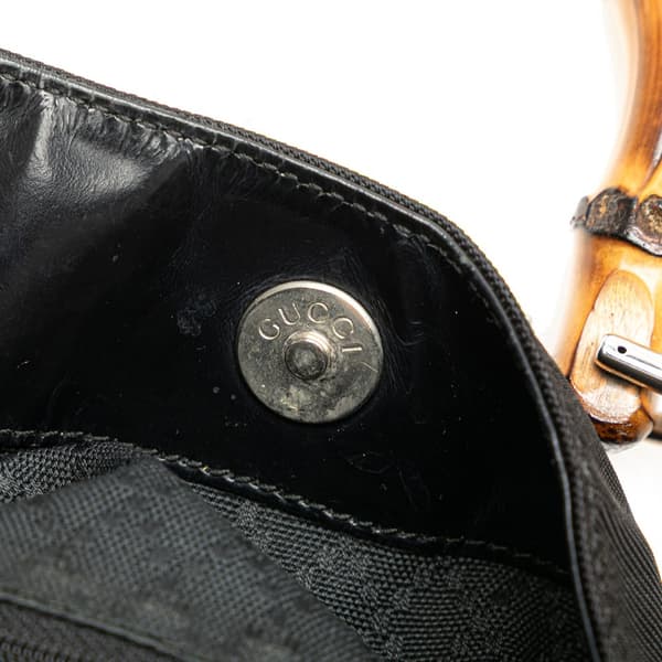 Pre-owned Gucci Nylon Bamboo Satchel Black