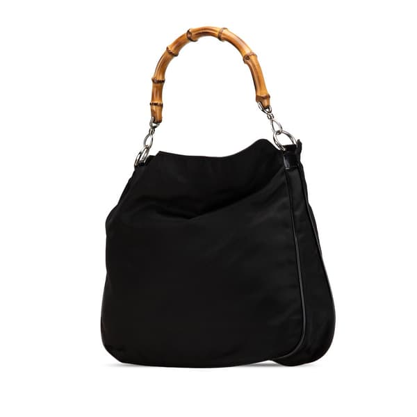 Pre-owned Gucci Nylon Bamboo Satchel Black
