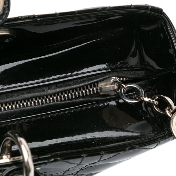 Pre-owned Dior Large Patent Cannage Lady Dior Black