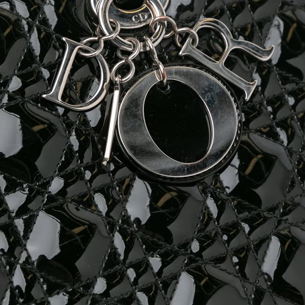 Pre-owned Dior Large Patent Cannage Lady Dior Black