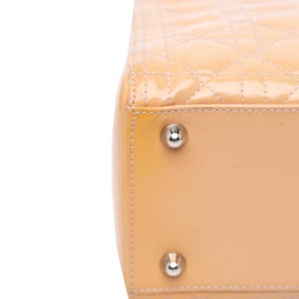 Pre-owned Dior Large Patent Cannage Lady Dior Brown