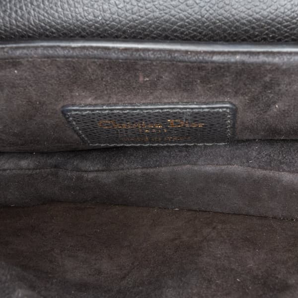 Pre-owned Dior Mini Grained Calfskin Saddle Black