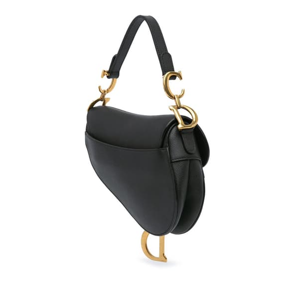 Pre-owned Dior Mini Grained Calfskin Saddle Black