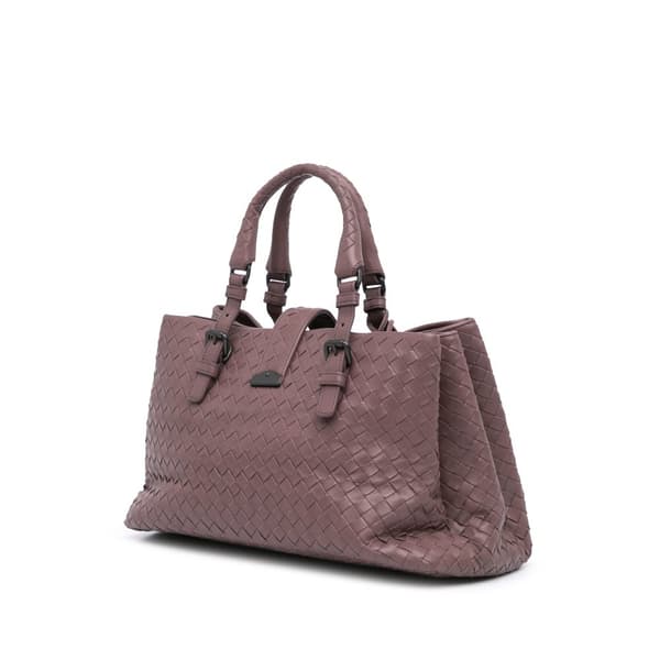 Pre-owned Bottega Veneta Medium Nappa Intrecciato Roma Satchel Purple