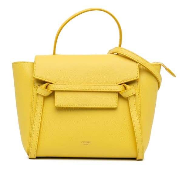 Pre-owned Celine Nano Grained Calfskin Belt Bag Yellow