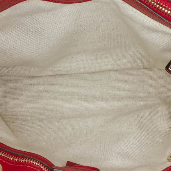 Pre-owned Gucci Medium Calfskin Bamboo Shopper Satchel Red