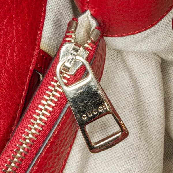 Pre-owned Gucci Medium Calfskin Bamboo Shopper Satchel Red