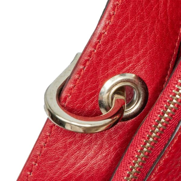 Pre-owned Gucci Medium Calfskin Bamboo Shopper Satchel Red